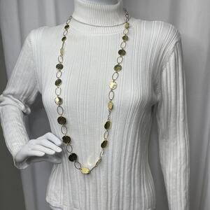 Chico's gold tone disk necklace wear long or wrapped signed costume jewelry